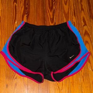 Nike Women's Black Shorts with Blue and Pink Accents